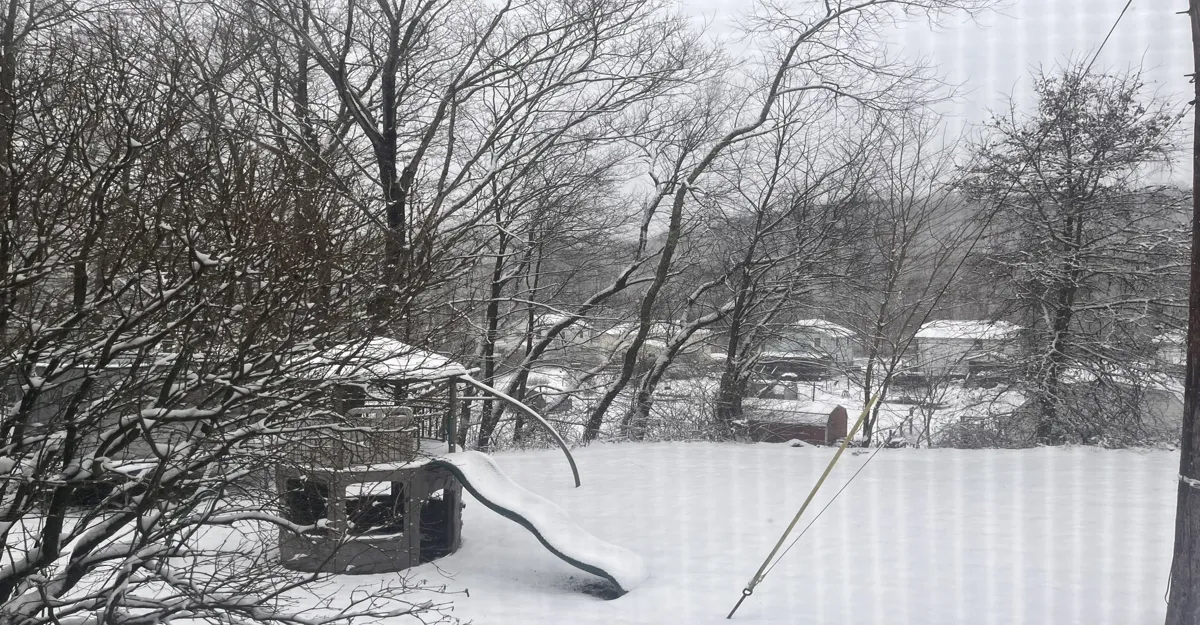 Snow-covered park in Pennsylvania after an early season snow storm