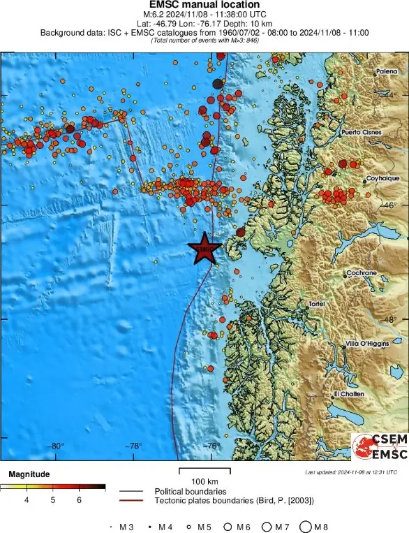 chile earthquake november 8 2024 emsc regional seismicity