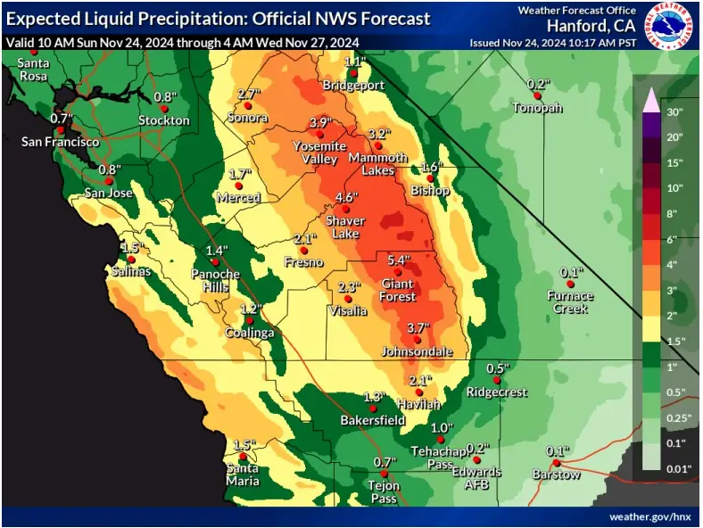 expected liquid precipitation november 24 to 27 2024