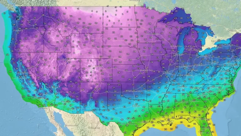 minimum temperatured november 28 2024 usa