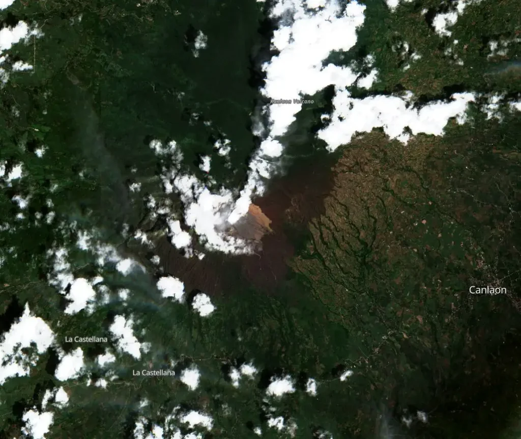 satellite image of kanlaon volcano on september 30 2024 sentinel-2