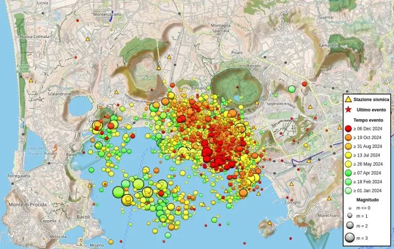 Earthquake swarm near Campi Flegrei, Italy 2024 ingv map