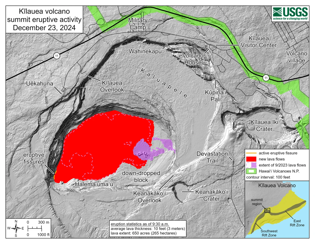 Kīlauea summit eruption reference map