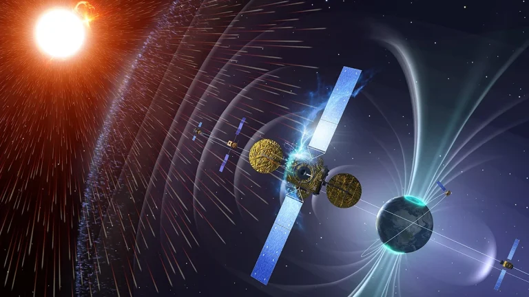 Space radiation affecting satellites