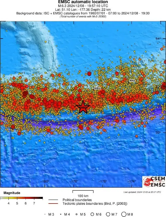 andreanof islands alaska m6.3 earthquake december 8 2024 regional seismicity