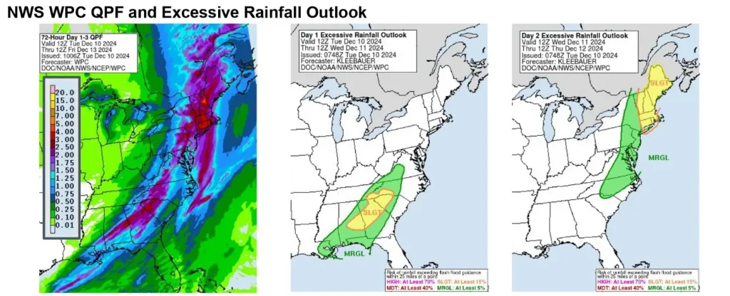 nws wpc qpf and excessive rainfall outlook december 10 - 13 2024