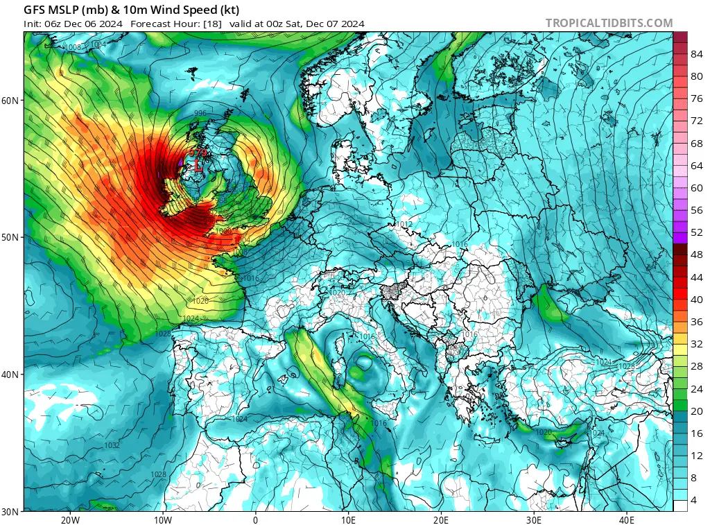 storm darragh gfs_mslp_wind_eu_4 00z december 7 2024