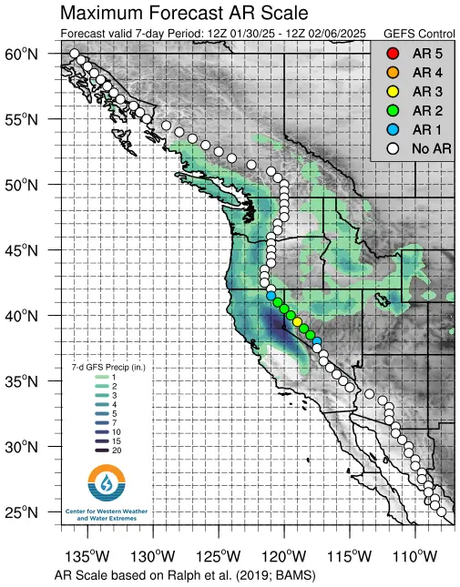 ARScale_PlumeMap_Forecast inland january 30 to february 6 2025