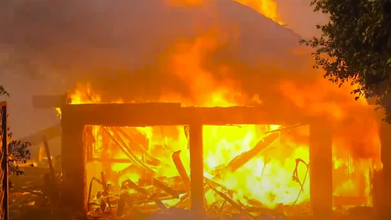 House burning due to the Palisades Fire