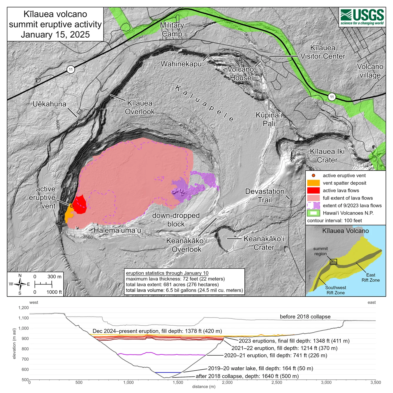 Kīlauea summit eruption reference map