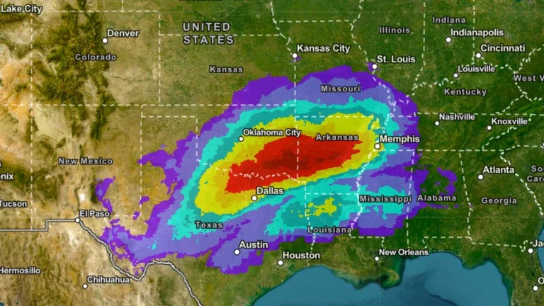 Map showing the impacts of the winter storm
