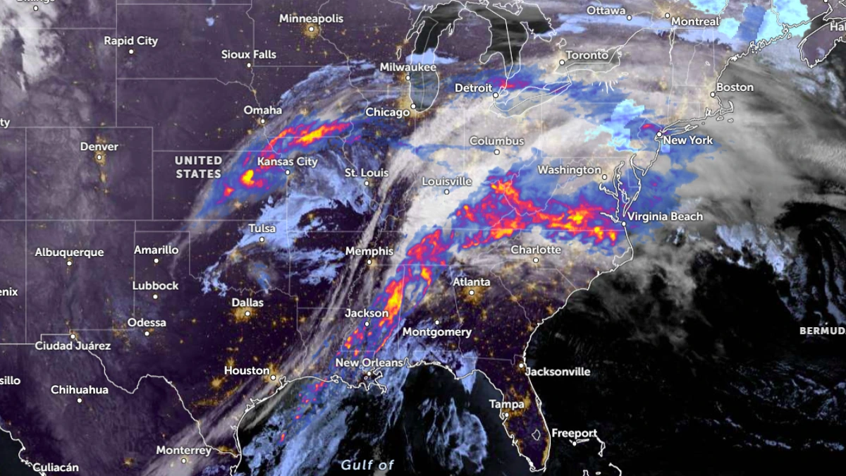 Satellite image of the cross country storm