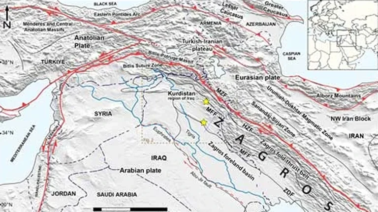 Tectonic map of the Middle East