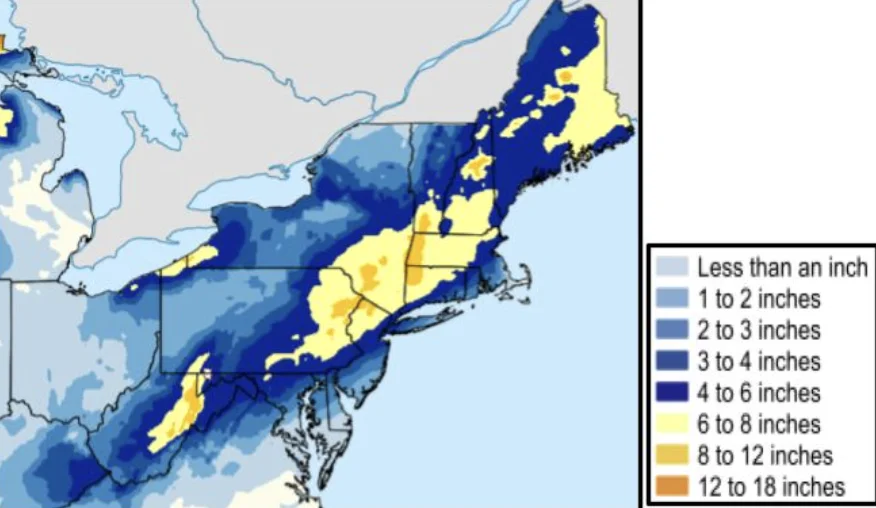 Winter storm snowfall projections