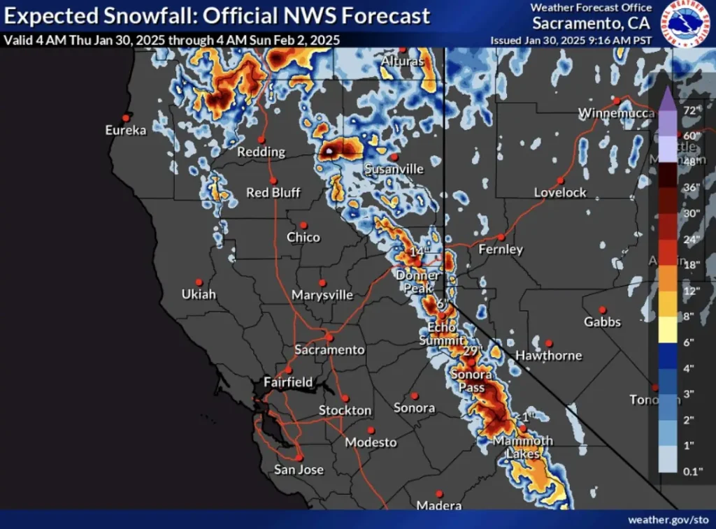ar expected snowfall january 30 - february 2 2025