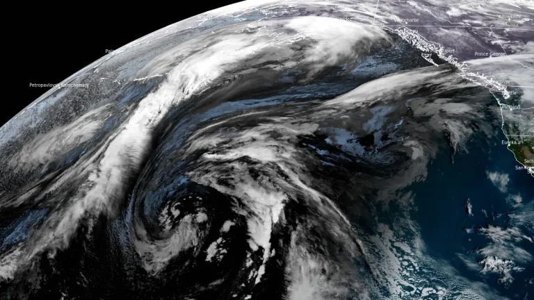 goes-18 satellite image atmospheric river alaska 1710 utc january 23 2025