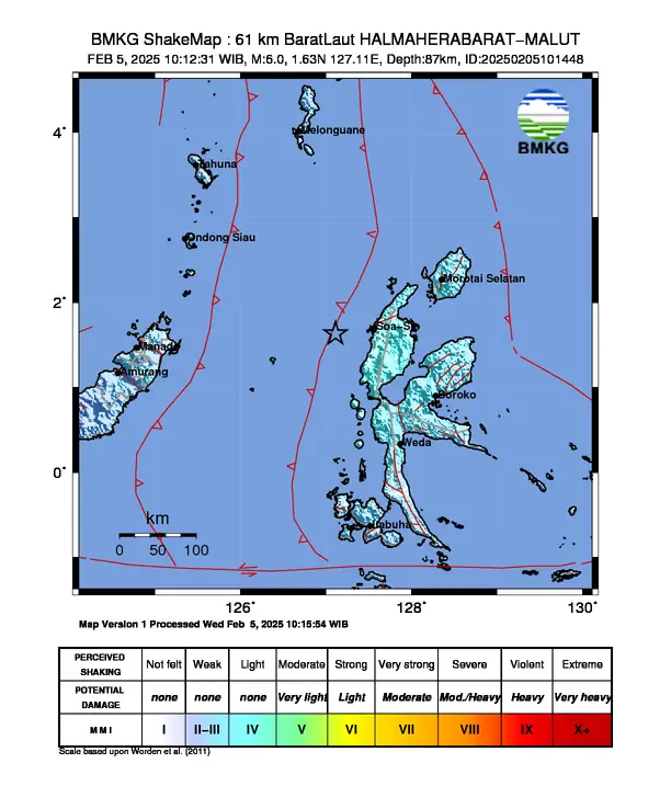 North Maluku earthquake on February 5, 2025