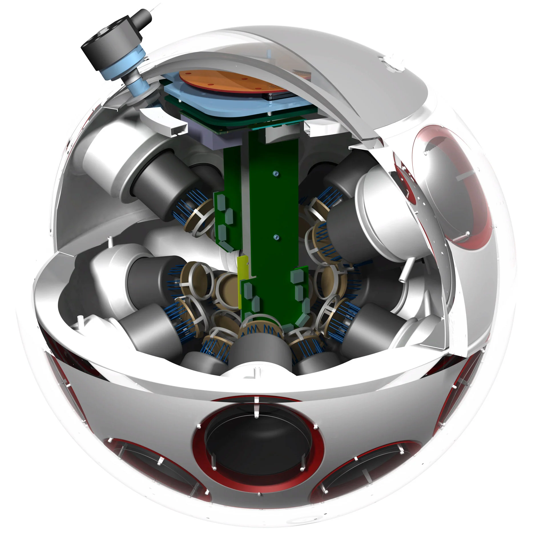 3D schematic of a KM3NeT Digital Optical Module (DOM)