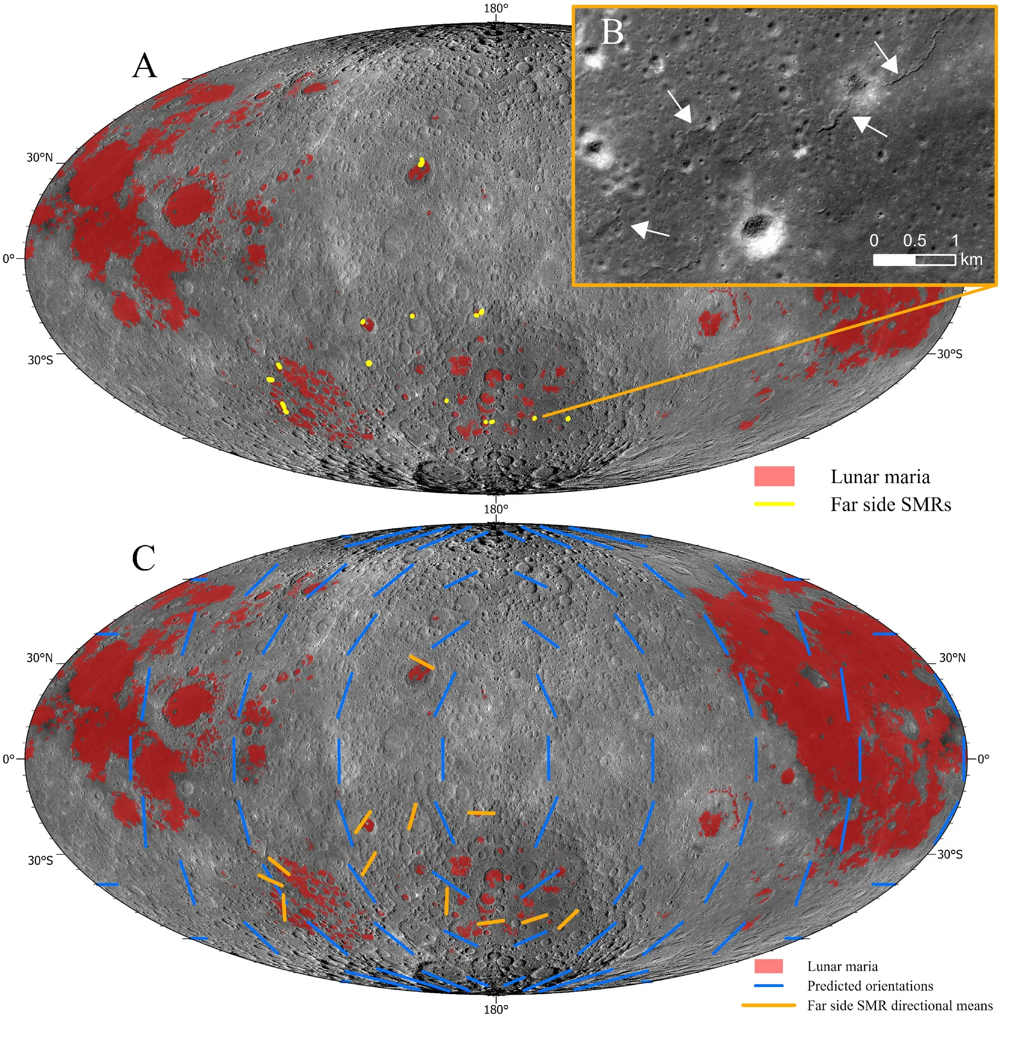 Distribution and orientation of SMRs on the lunar farside