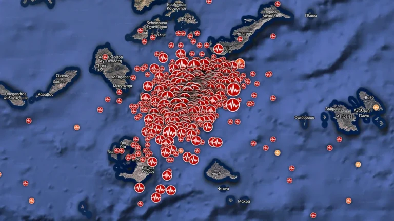 Earthquakes near Santorini, Greece