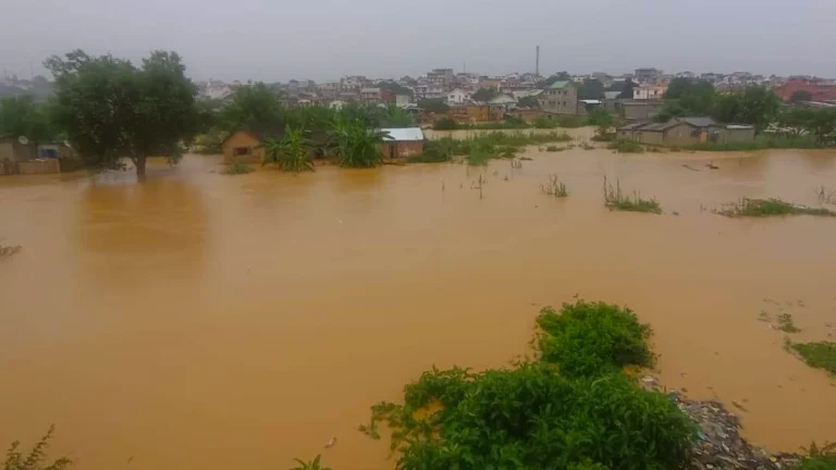 Flooding along the Sisaony river in Madagascar on February 15, 2025