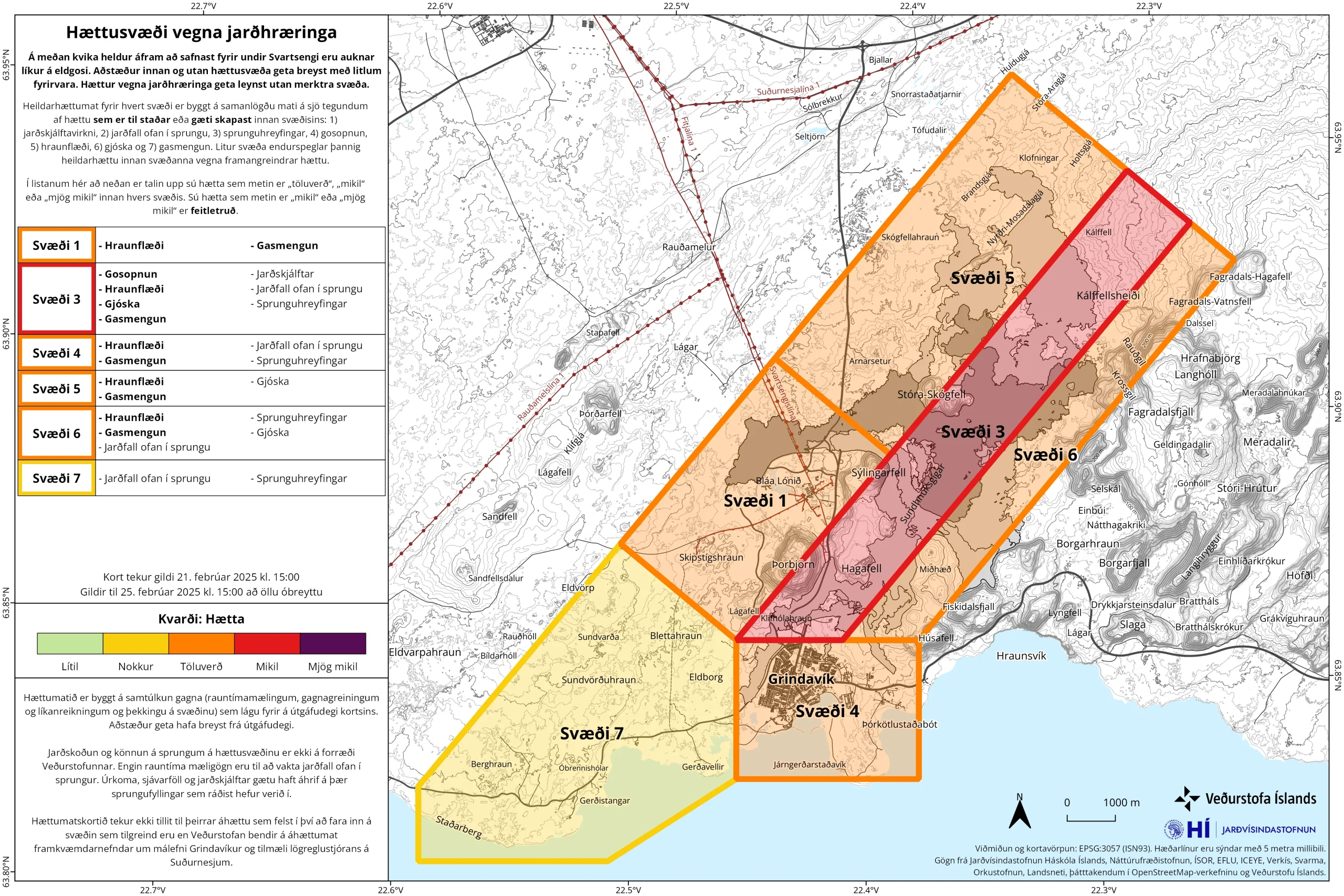 Hazard assessment map on February 21, 2025