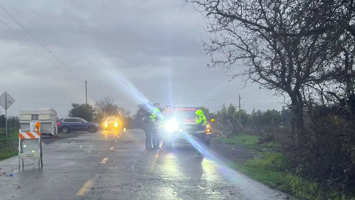 Local authorities at Hall road, Sonoma County where a body was found.