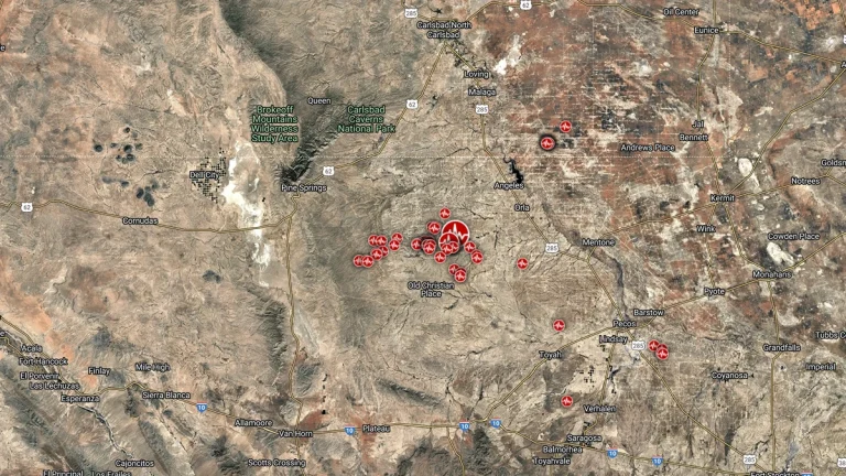 Location of the Toyah earthquake near El Paso, Texas on February 15, 2025