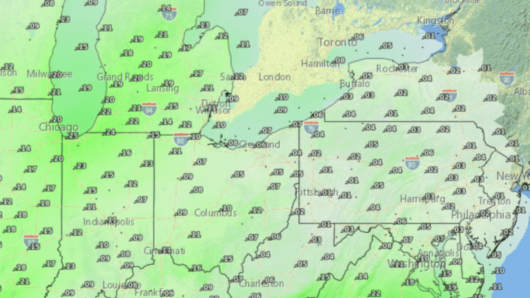 Precipitation forecast map for the winter storm through Wednesday, February 12, 2025.