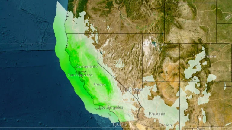 Precipitation forecast map for California till Thursday night, February 13, 2025.