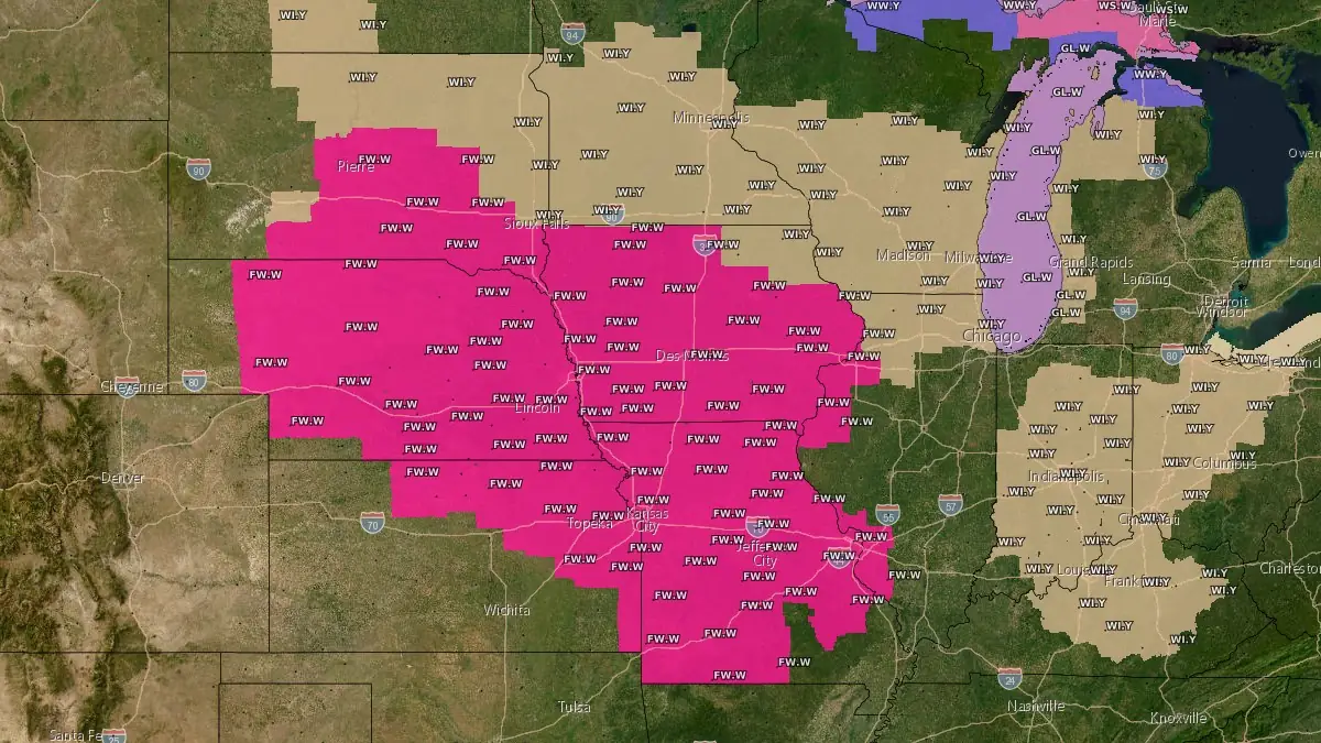 Red Flag Warning issued for South Dakota, Missouri, Iowa and Nebraska February 28 2025