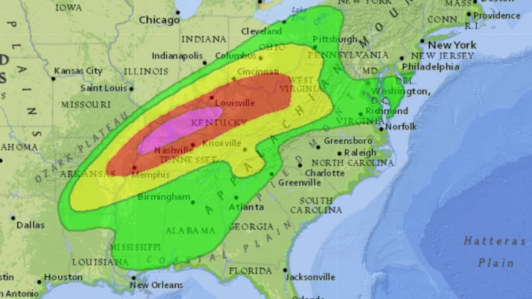 Risk Map for the flood event as of Saturday, February 15, 2025.