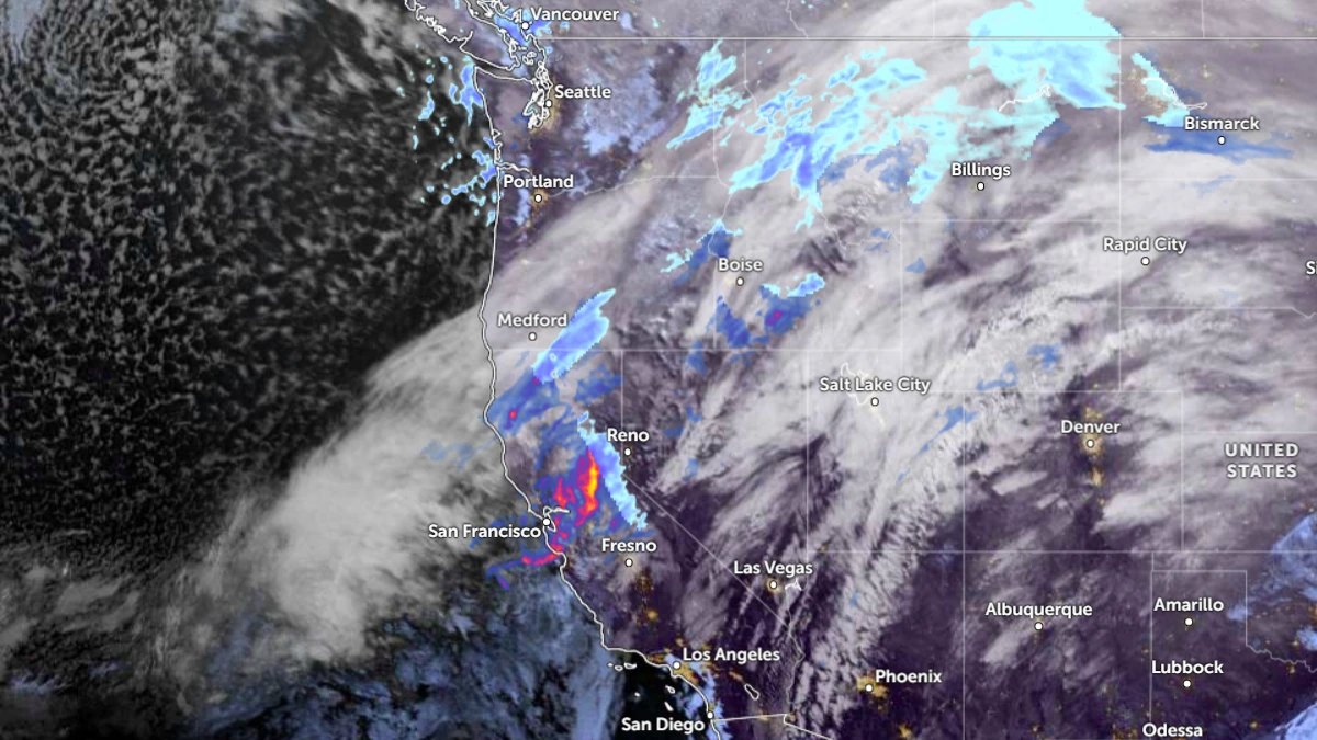 Satellite image of the long term atmospheric river.