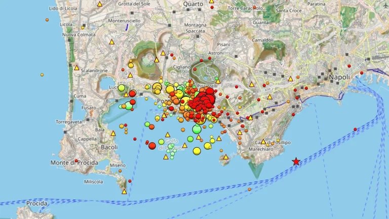 Seismic activity map of Campi Flegrei on February 5, 2025