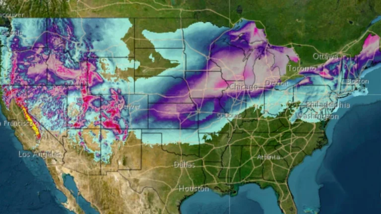 Snow fall forecast for coast to coast winter storm till Saturday, February 15, 2025.