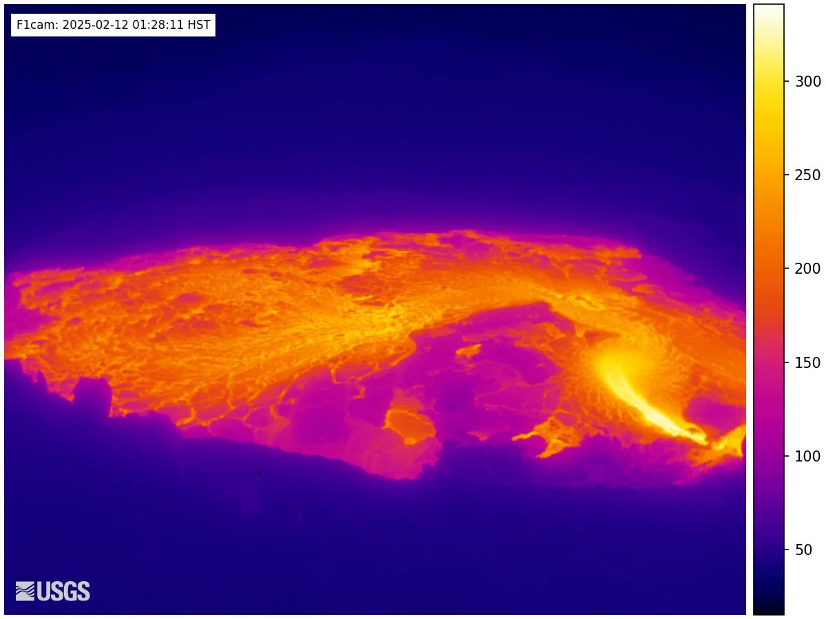 Thermal Image of Halemaʻumaʻu crater from the west rim
