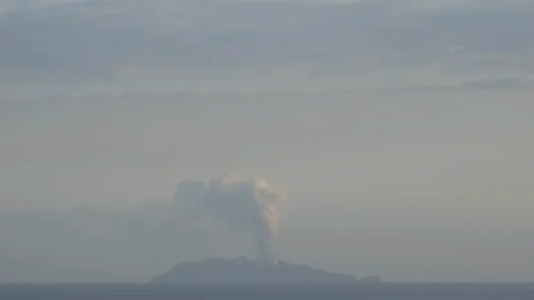 Whakaari/White Island from Whakatane on February 24, 2025