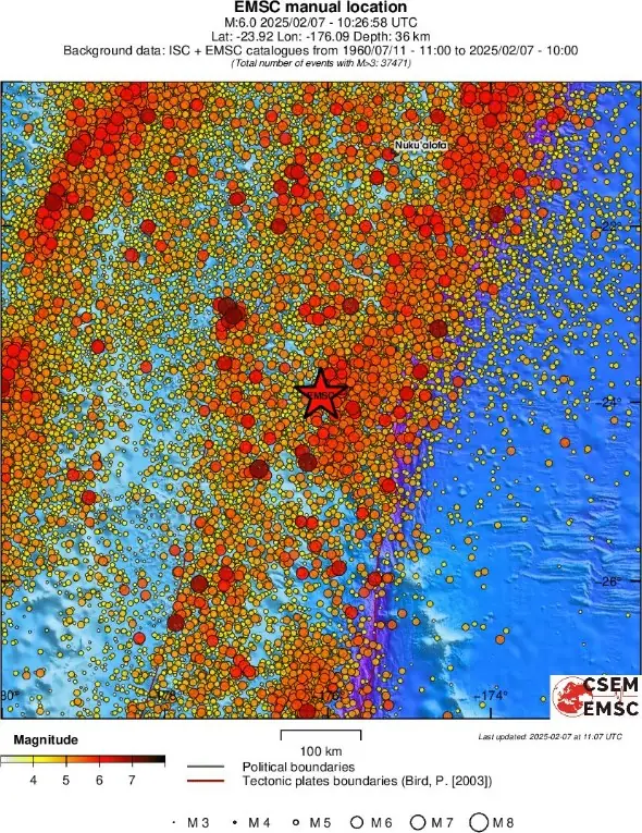 m6.0 south of fiji islands february 7 2025 emsc rs