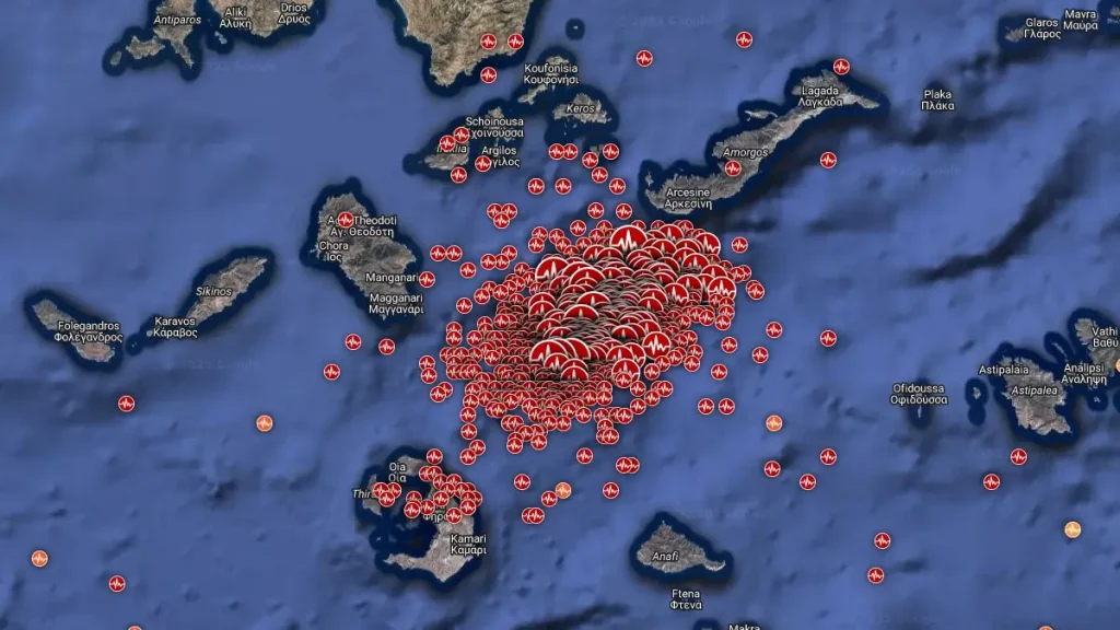 santorini earthquake swarm jan - february 2025 f