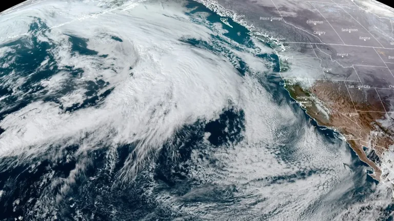 satellite image of atmospheric river approaching california 2350 utc february 10 2025