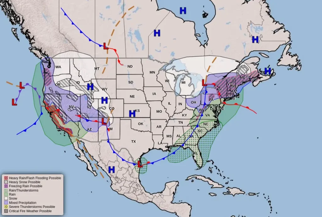wpc national forecast chart feb 13 - 14 2025