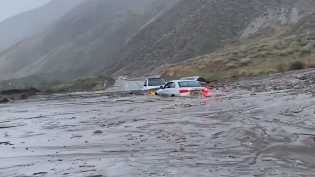Vehicles stuck in San Jacinto in California’s Riverside County Thursday, March 13, 2025