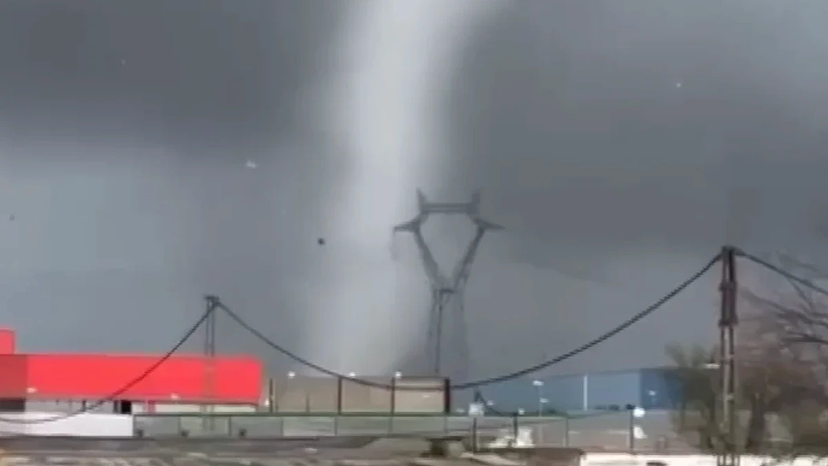 A tornado hits La Algaba, in Seville on March 8, 2025