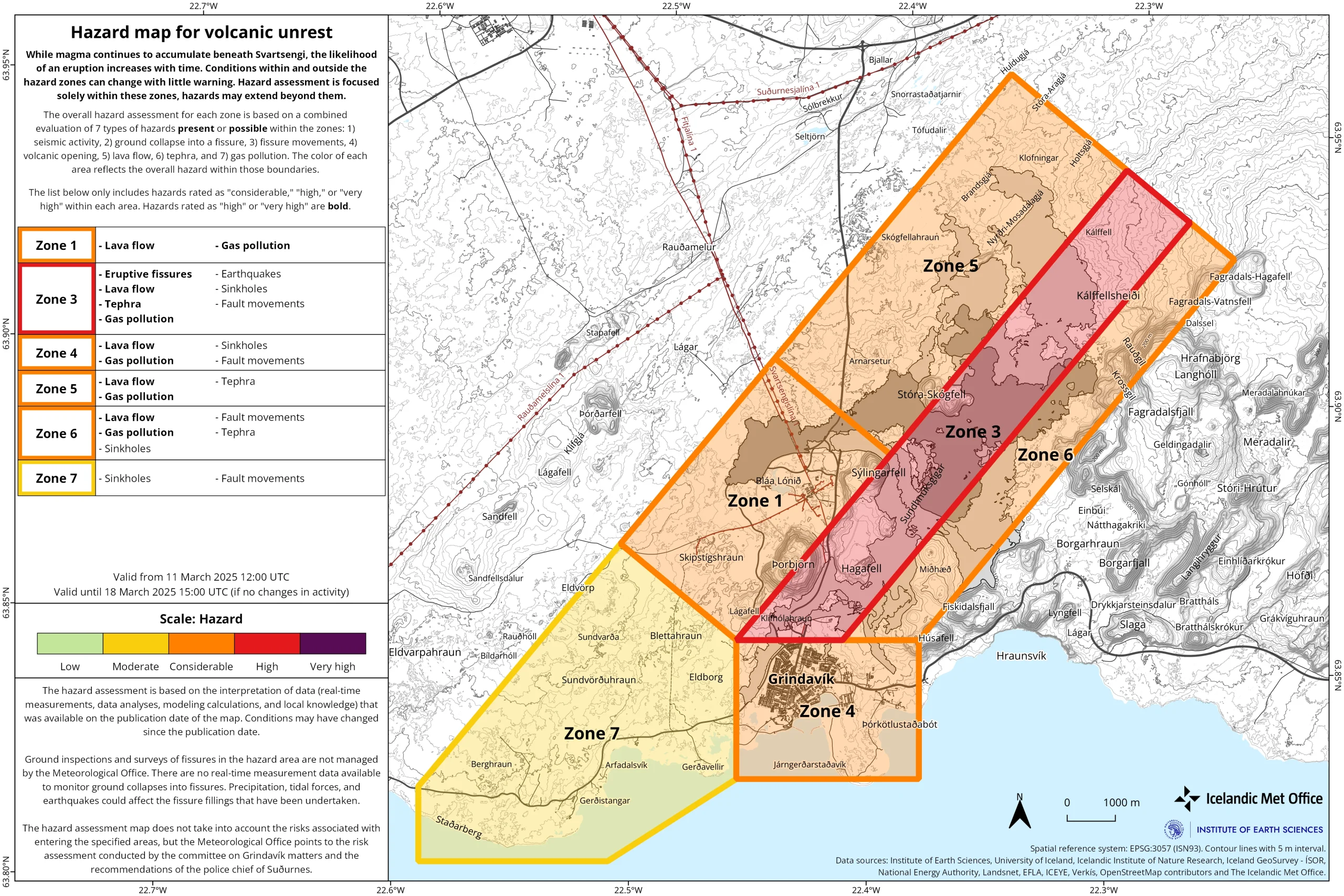 Hazard assessment map on March 11, 2025