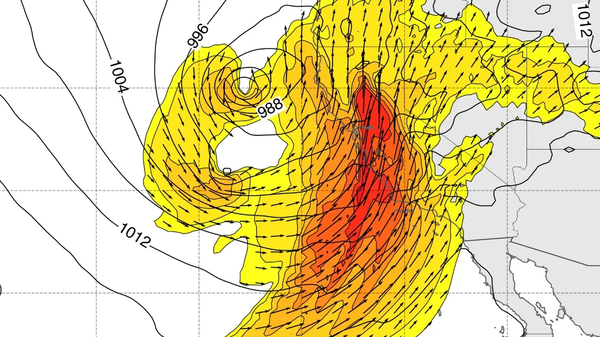 Major atmospheric river (AR) event possible over the US West Coast next week