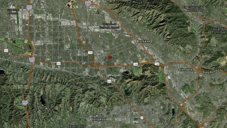 Quake location for the M3.9 earthquake near Hollywood, Los Angeles, on March 3, 2024