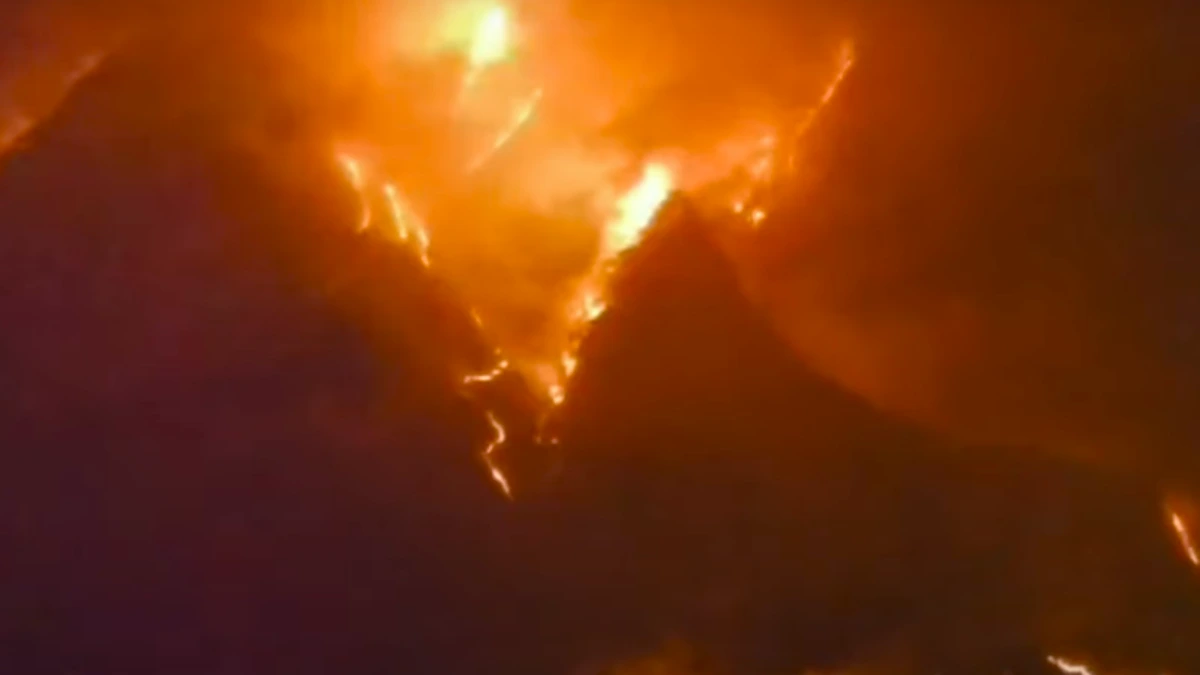 Drone shot of Sancheong wildfire on march 21, 2025