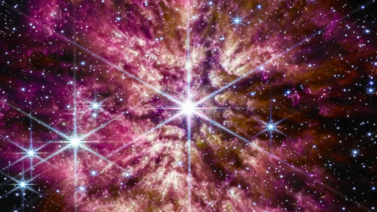 Image of hot star Wolf-Rayet 124 (WR 124) by James Webb Telescope