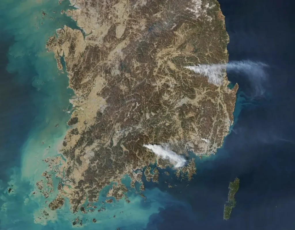south korea wildfires satellite image march 22 2025