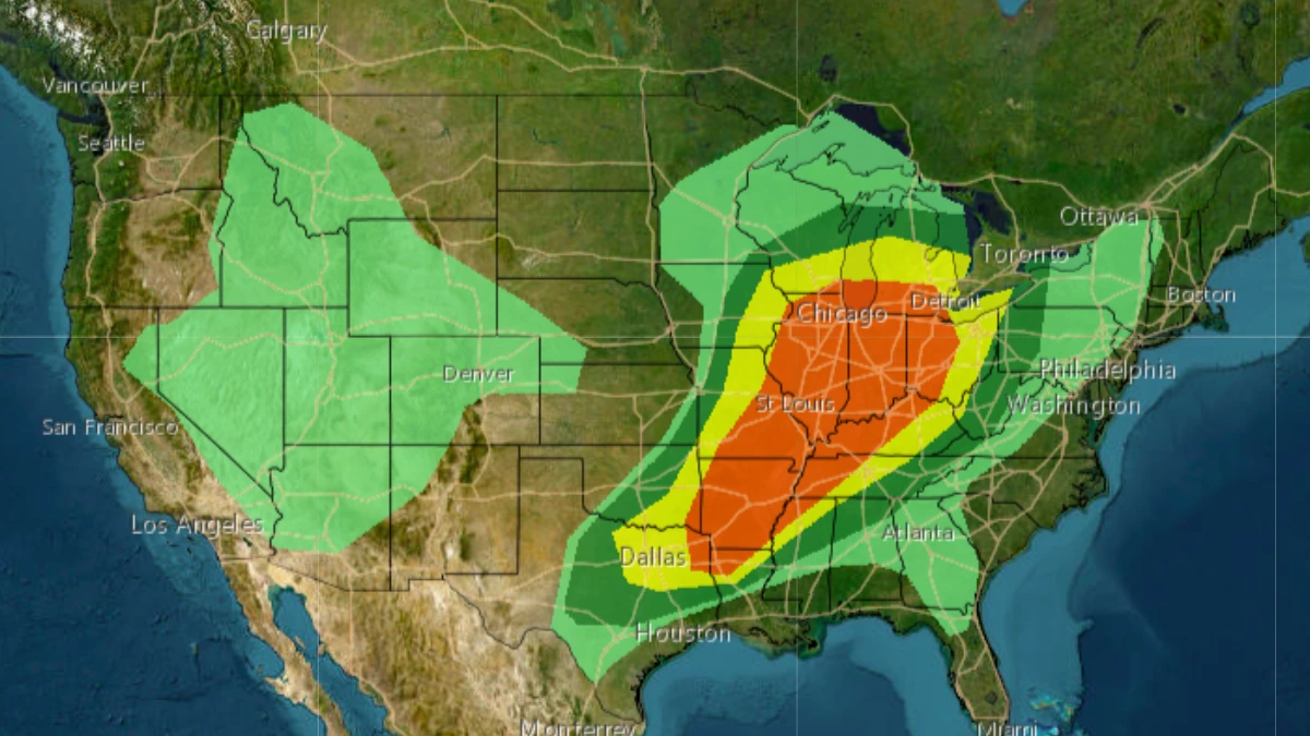 Convective outlook for U.S. ending at 17;00 EDT on April 3, 2025